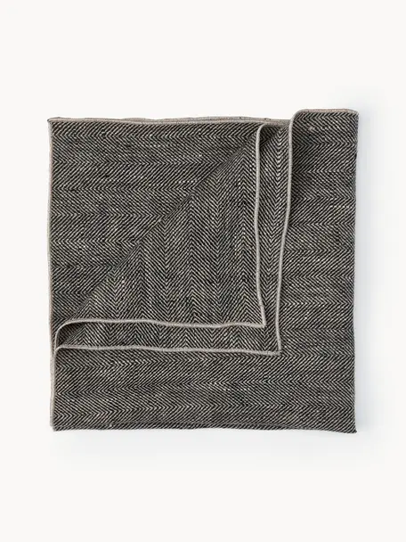 Serviettes de table en lin motif chevrons Audra, 6 pièces, 100 % pur lin, Gris foncé, larg. 46 x long. 46 cm