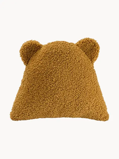 Plyšový mazlicí polštář Bear, Hořčicově žlutá, Š 40 cm, D 37 cm