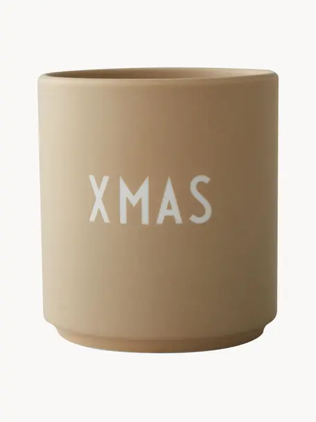 Design mok Favorite XMAS in beige met opschrift, Beenderporselein (porselein)
Fine Bone China is een zacht porselein, dat zich vooral onderscheidt door zijn briljante, doorschijnende glans., Beige, wit, Ø 8 x H 9 cm, 250 ml