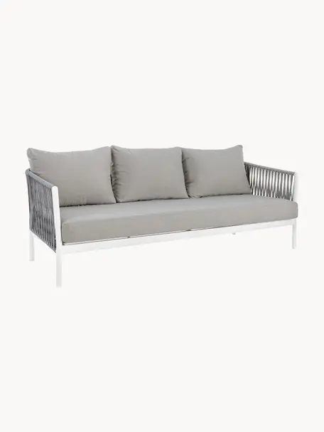 Sofa ogrodowa Florencia (3-osobowa), Stelaż: aluminium, malowane prosz, Szara tkanina, biały, S 220 x G 85 cm