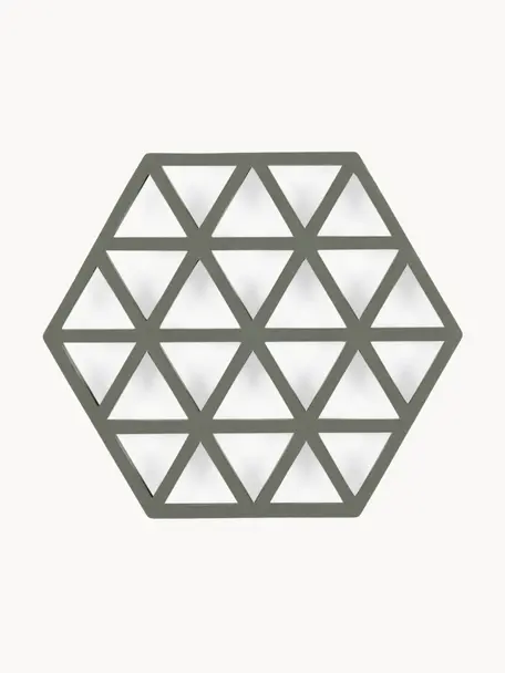 Siliconen panonderzetter Triangle, Siliconen, Olijfgroen, B 14 x L 16 cm