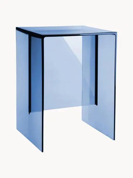 Stolik pomocniczy Max-Beam, Barwiony, transparentny polipropylen z certyfikatem Greenguard, Niebieski, S 33 x W 47 cm