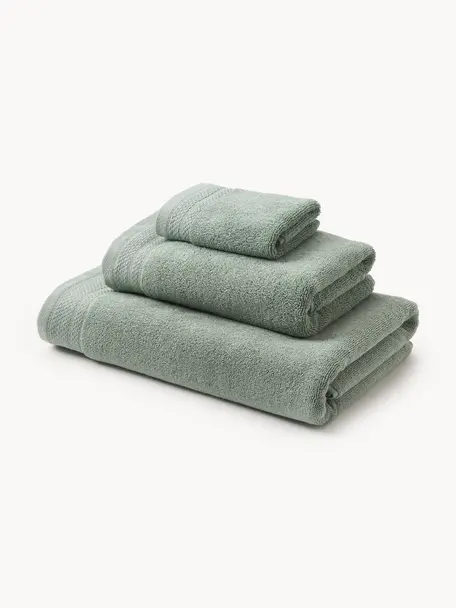 Komplet ręczników z bawełny organicznej Premium, Szałwiowy zielony, Komplet z różnymi rozmiarami