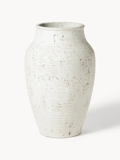 Cache-pot Milos, Ciment, Blanc, Ø 44 x haut. 66 cm