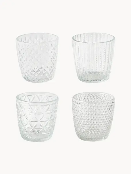 Set di 4 porta tealight in vetro Marilu, Vetro, Trasparente, Ø 8 x Alt. 8 cm