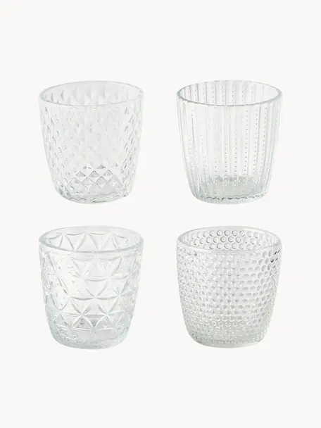 Waxinelichthouder Marilu van glas, set van 4, Glas, Transparant, Ø 8 x H 8 cm