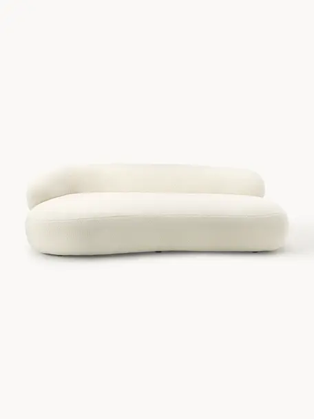 Teddy-Sofa Alba (3-Sitzer), Bezug: Teddy (100% Polyester) De, Gestell: Massives Fichtenholz, FSC, Füße: Kunststoff, Teddy Off White, B 235 x T 114 cm, Rückenlehne links