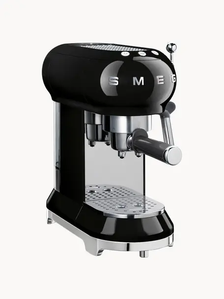 Espressomaschine 50's Style, Schwarz, glänzend, B 33 x H 33 cm