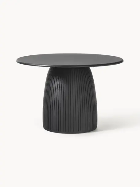 Table ronde avec pied strié Nelly, tailles variées, Placage en frêne, avec MDF, certifié FSC, Noir, Ø 115 cm