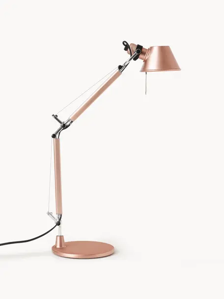 Nastavitelná lampa na psací stůl Tolomeo Micro, Metalická růžová, Š 45 cm, V 37-73 cm