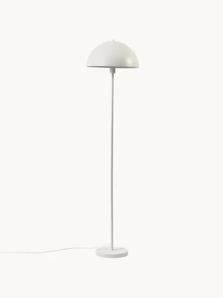 Lámpara de pie Matilda, Pantalla: metal con pintura en polv, Cable: cubierto en tela, Blanco, Al 164 cm