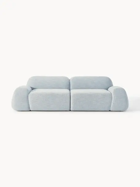 Modulares Sofa Wolke (3-Sitzer) aus Bouclé, Bezug: Bouclé (96 % Polyester, 4, Füße: Kunststoff Dieses Produkt, Bouclé Hellblau, B 256 x T 118 cm