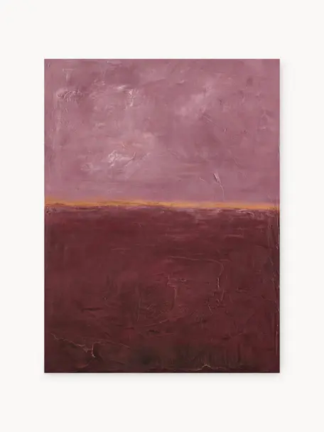 Ručne maľované plátno Edge Rose, Vínovočervená, svetloružová, Š 88 x V 118 cm
