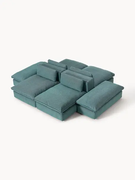 Salon lounge modulable Felix, Tissu vert turquoise, larg. 320 x prof. 250 cm