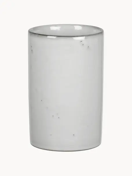 Ręcznie wykonany pojemnik na przybory kuchenne Nordic Sand, Kamionka, Jasny szary, nakrapiany, Ø 9 x W 15 cm