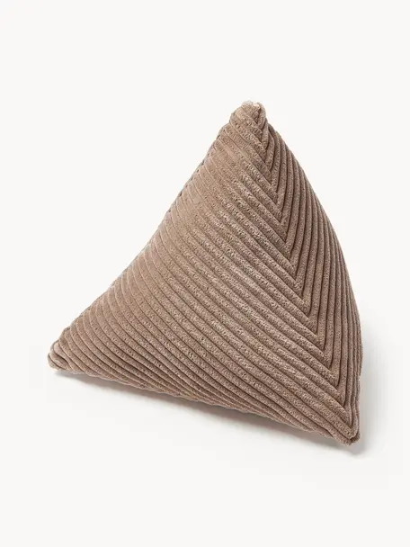 Trojuholníkový menčestrový vankúš Kylen, Nugátová, Š 40 x D 40 cm