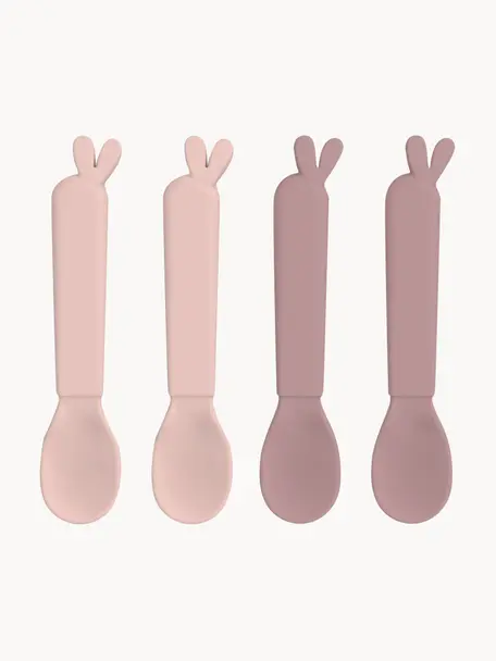 Set 4 cucchiai Kiddish, Plastica, Rosa chiaro, malva, Lunghezza 13 cm