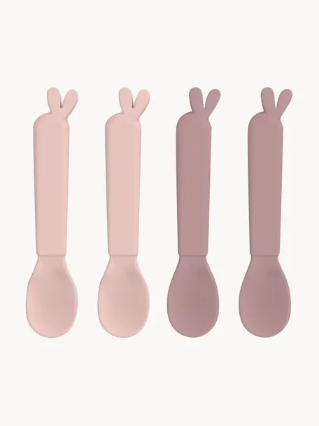 Cuillères pour enfants Kiddish, 4 élém., Plastique, Rose pâle, mauve, long. 13 cm