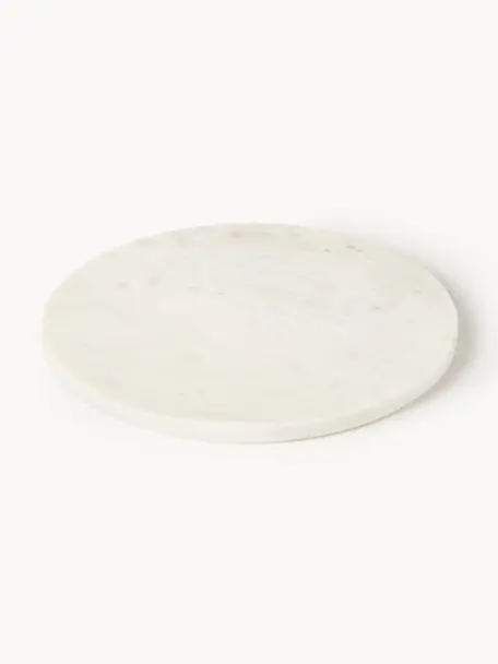 Plat de service en marbre Aika, Marbre, Blanc, marbré, Ø 30 cm