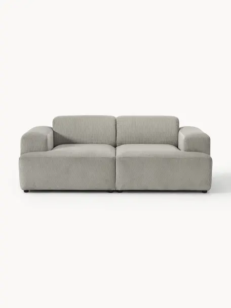 Cord-Sofa Melva (2-Sitzer), Bezug: Cord (92% Polyester, 8% P, Gestell: Massives Kiefernholz, Spa, Füße: Kunststoff Dieses Produkt, Cord Grau, B 198 x T 101 cm