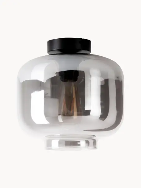 Kleine Deckenleuchte Vaso aus verspiegeltem Glas, Lampenschirm: Glas, Baldachin: Metall, beschichtet, Silberfarben, Schwarz, Ø 25 x H 21 cm