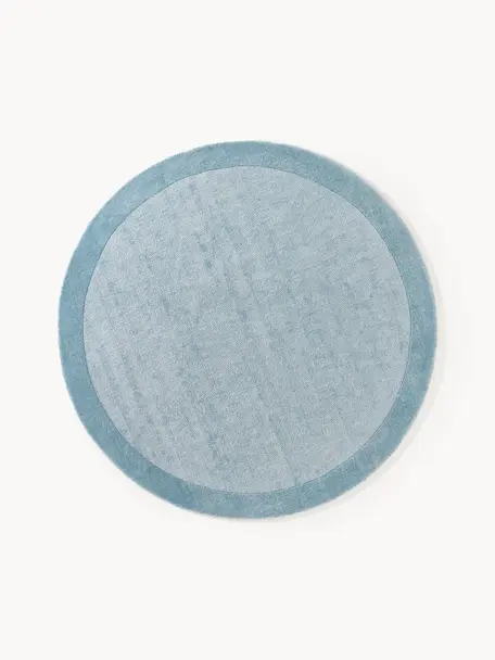 Tapis rond à poils ras Kari, 100 % polyester, certifié GRS, Bleu, Ø 150 cm (taille M)