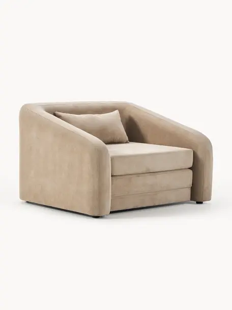 Fauteuil convertible Eliot, Tissu beige, larg. 100 x prof. 94 cm