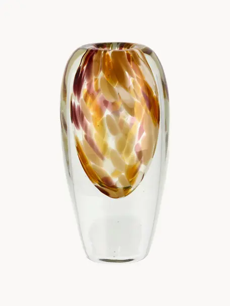 Ručně foukaná skleněná váza Otea, Sklo, Odstíny hnědé, transparentní, Ø 10 cm, V 21 cm