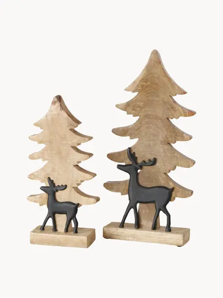 Accessoires déco faits main Taxel, 2 élém., Brun clair, noir, Lot de différentes tailles