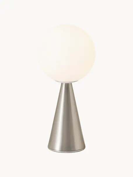 Ręcznie wykonana lampa stołowa Bilia, Stelaż: metal niklowany, Biały, odcienie srebrnego, Ø 12 x 26 cm