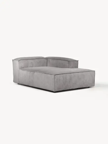Ottomane-Eckmodul Lennon aus Cord, Bezug: Cord (92 % Polyester, 8 %, Gestell: Massives Kiefernholz FSC-, Füße: Kunststoff, Cord Hellgrau, B 119 x T 180 cm, Eckteil rechts
