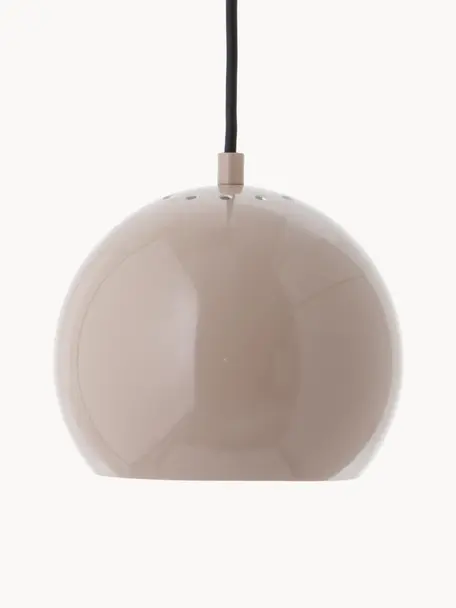 Lampada a sospensione piccola a sfera Ball, Paralume: metallo rivestito, Baldacchino: metallo rivestito, Beige, Ø 18 x Alt. 16 cm