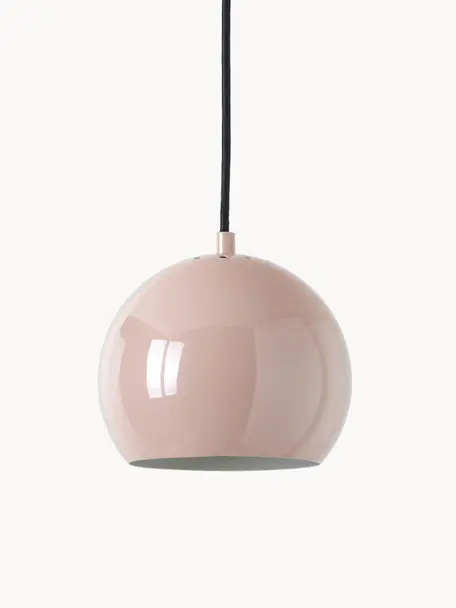 Kleine bolvormige hanglamp Ball, Lampenkap: gecoat metaal, Lichtroze, Ø 18 x H 16 cm