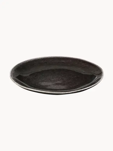 Handgemaakt ontbijtbord Nordic Coal, 4 stuks, Keramiek, Zwart, Ø 20 x H 2 cm