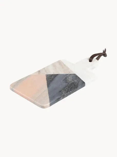 Marmeren snijplank Bradney, Keramiek, marmer, kunstleer, Meerkleurig, gemarmerd, B 30 x D 15 cm