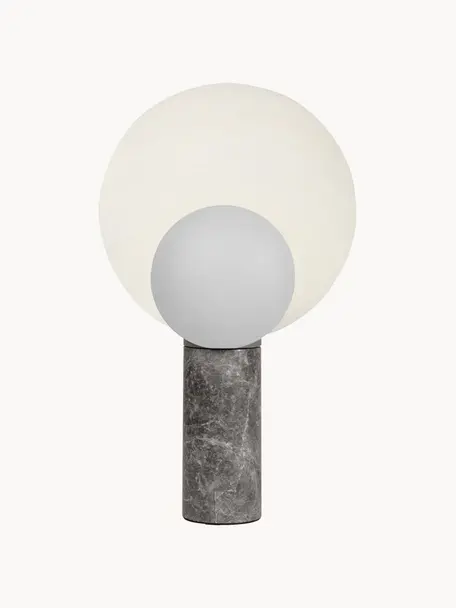 Lampa stołowa z marmurową podstawą Cache, Jasny szary, marmurowy, Ø 30 x W 49 cm