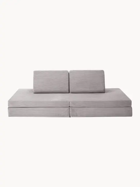 Ręcznie wykonana dziecięca sofa modułowa ze sztruksu Mila, Tapicerka: sztruks (100% poliester), Jasnoszary sztruks, S 168 x G 84 cm