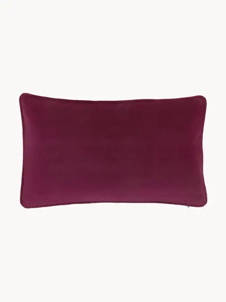Funda de cojín de terciopelo Dana, 100% terciopelo de algodón, Rojo vino, An 30 x L 50 cm