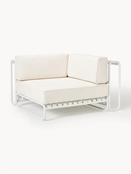 Garten-Eckmodul Caio, Bezug: 100 % Polyester Der hochw, Gestell: Aluminium, Off White, Weiß, B 115 x T 115 cm