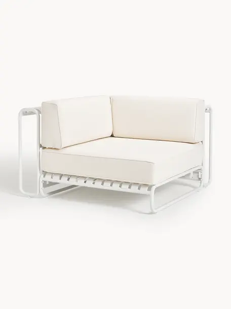 Garten-Eckmodul Caio, Bezug: 100 % Polyester Der hochw, Gestell: Aluminium, Off White, Weiss, B 115 x T 115 cm, Eckteil links