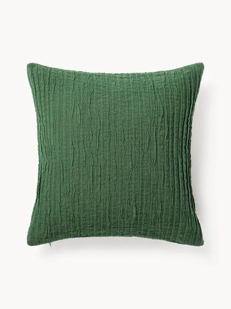 Plisovaný bavlněný povlak na polštář Artemis, 99 % bavlna, 1 % polyester, Tmavě zelená, Š 50 cm, D 50 cm