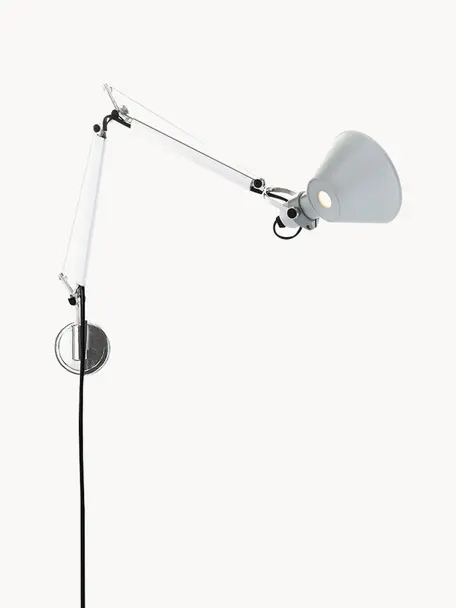 Grote verstelbare wandlamp Tolomeo Micro met stekker, Mat wit, B 49 - 73 x H 41 - 74 cm