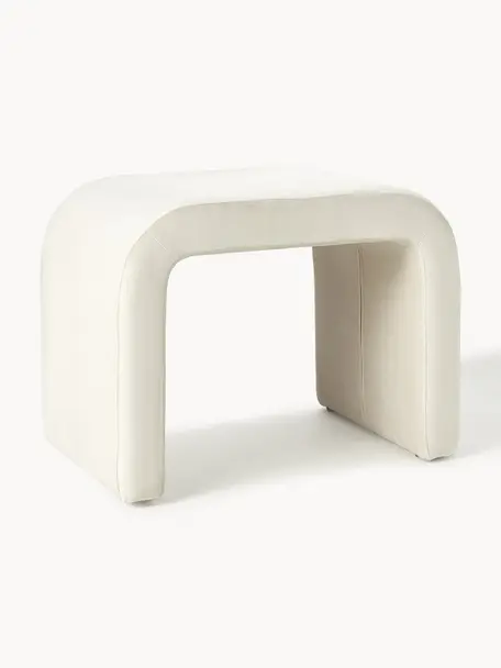 Tabouret en velours Penelope, Velours blanc crème, larg. 61 x haut. 46 cm