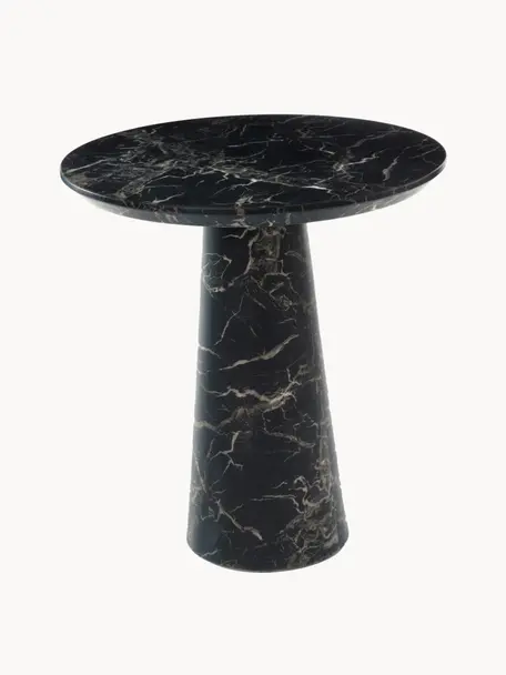 Mesa de comedor redonda en aspecto mármol Disc, Tablero: tablero de fibras de dens, Negro aspecto mármol, Ø 70 cm