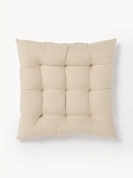 Cojines de asiento Ava, 2 uds., Funda: 100% algodón, Greige, An 40 x L 40 cm