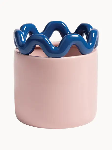 Cache-pot Sway, Grès cérame, Rose pâle, bleu foncé, Ø 20 x haut. 23 cm