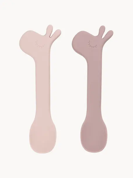 Cuillères pour enfants Lalee, 2 élém., 100 % silicone, sans BPA, Rose pâle, vieux rose, long. 14 cm