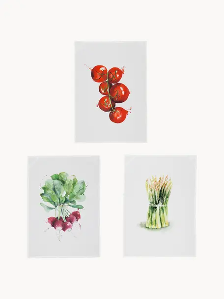 Komplet ręczników kuchennych z bawełny Marchè, 3 elem., Biały, zielony, czerwony, S 50 x D 70 cm