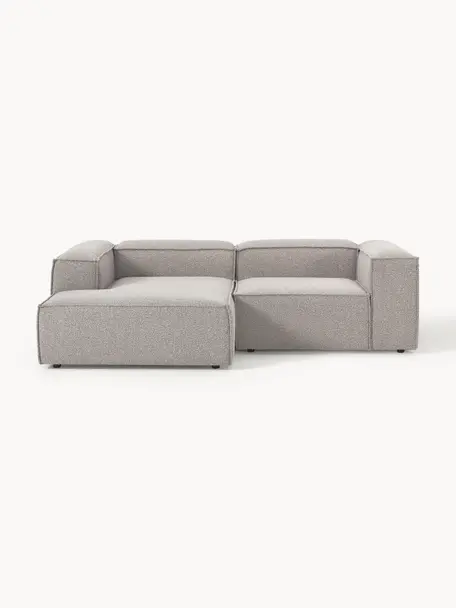 Modulares Ecksofa Lennon aus Bouclé, Bezug: Bouclé (100 % Polyester) , Gestell: Massives Kiefernholz, Spe, Füße: Kunststoff Dieses Produkt, Bouclé Taupe, B 238 x T 180 cm, Eckteil links