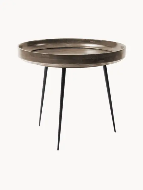 Mesa auxiliar Bowl Table, tablero de madera de mango, Tablero: madera de mango, teñida y, Patas: acero con pintura en polv, Gris oscuro, negro, Ø 53 x Al 46 cm